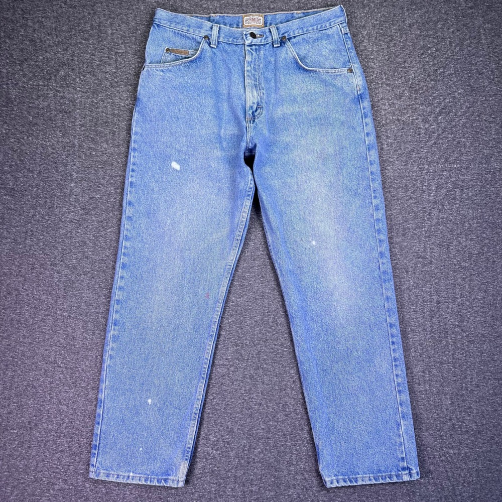 Schmidt Workwear Jeans Mens 34x29 Blue Straight Leg Rugged Denim Utility‎ Pant
